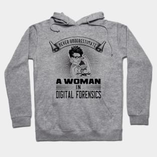 Never Underestimate a Woman in Digital Forensics Hoodie